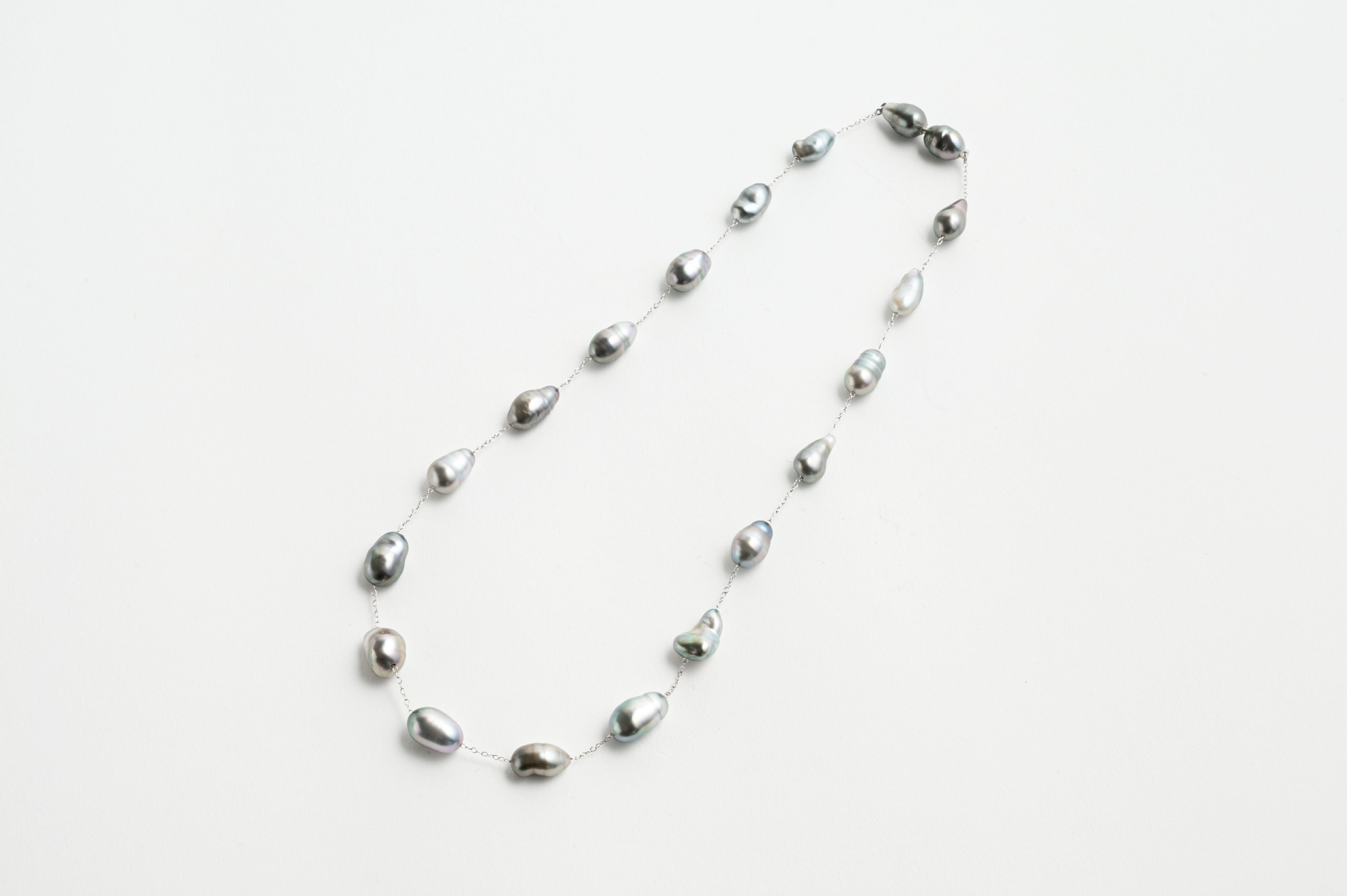 黒蝶ケシパールステーションネックレス 約6-8mm | MADAMA