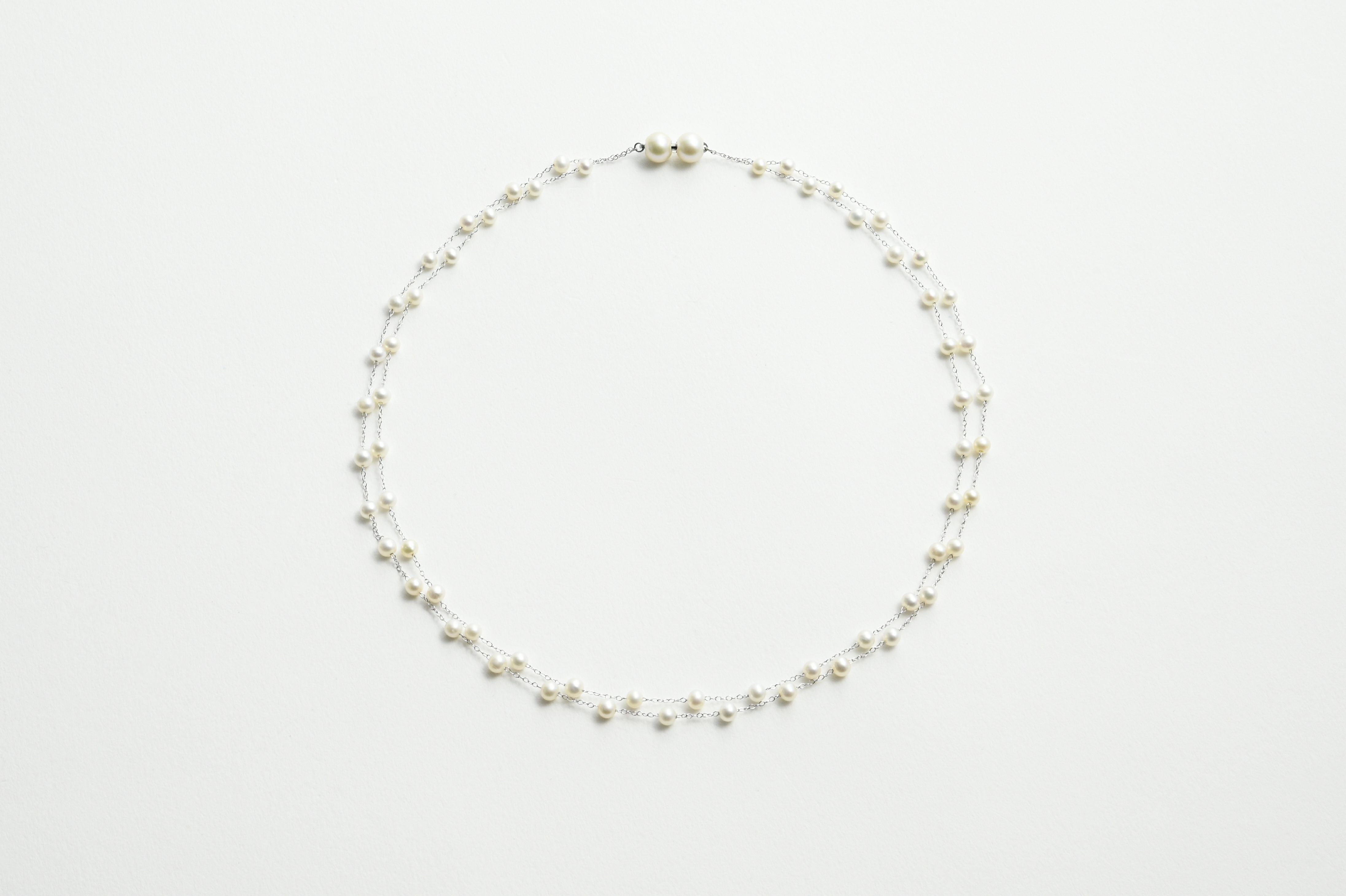 淡水パール2連ステーションネックレス 約3.5mm | MADAMA